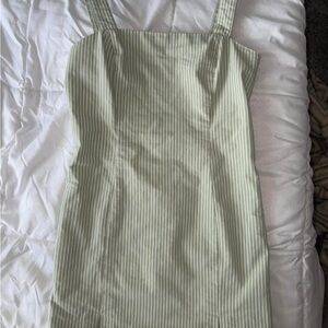 H&M Light Green Striped Mini Dress
